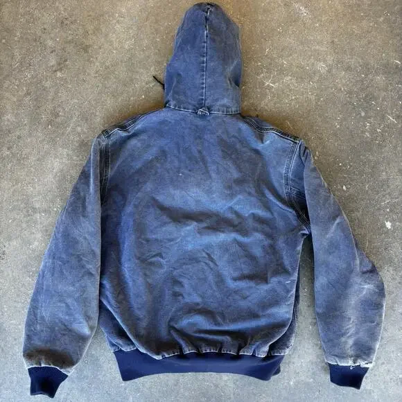 Carhartt Men’s Blue Canvas Hooded Jacket Denim Look USA Mens Size Large 1994 - Picture 2 of 11